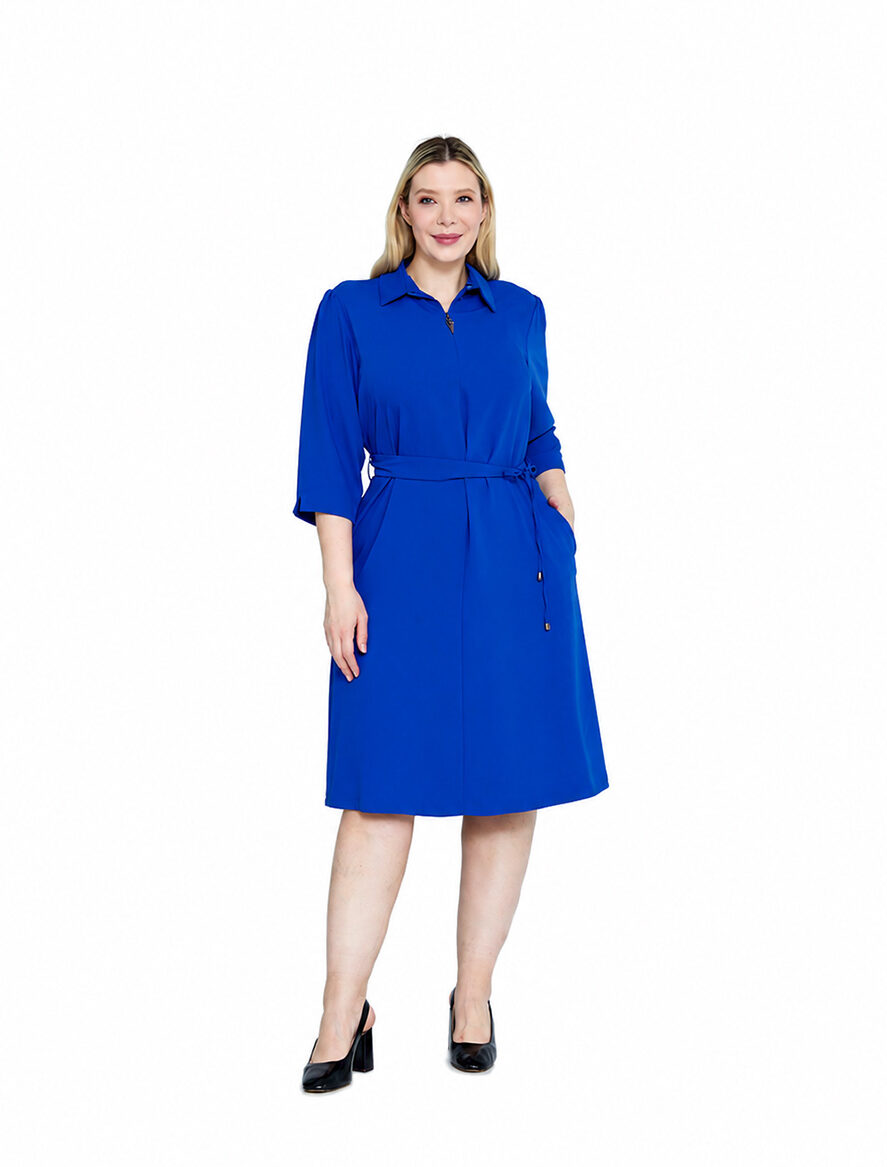 Grace Midikleid mit Gürtel – Königsblau