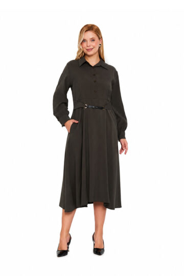 Grace Midikleid – Dunkles Olivgrün