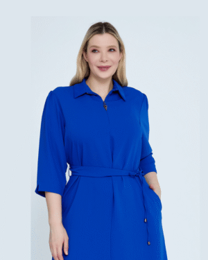 Midikleid Königsblaues mit Gürtel-curve