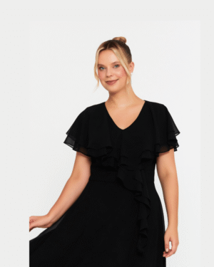 midikleid-Schwarz Chiffon-curve