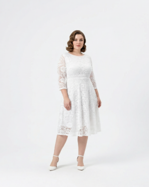 Grace Spitzen Midikleid – Weiß