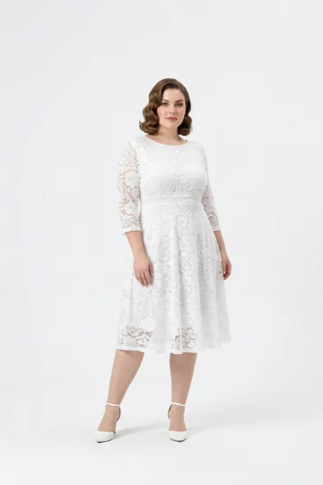 Grace Spitzen Midikleid – Weiß