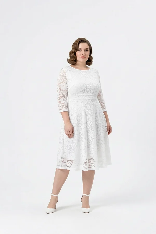 Grace Spitzen Midikleid – Weiß