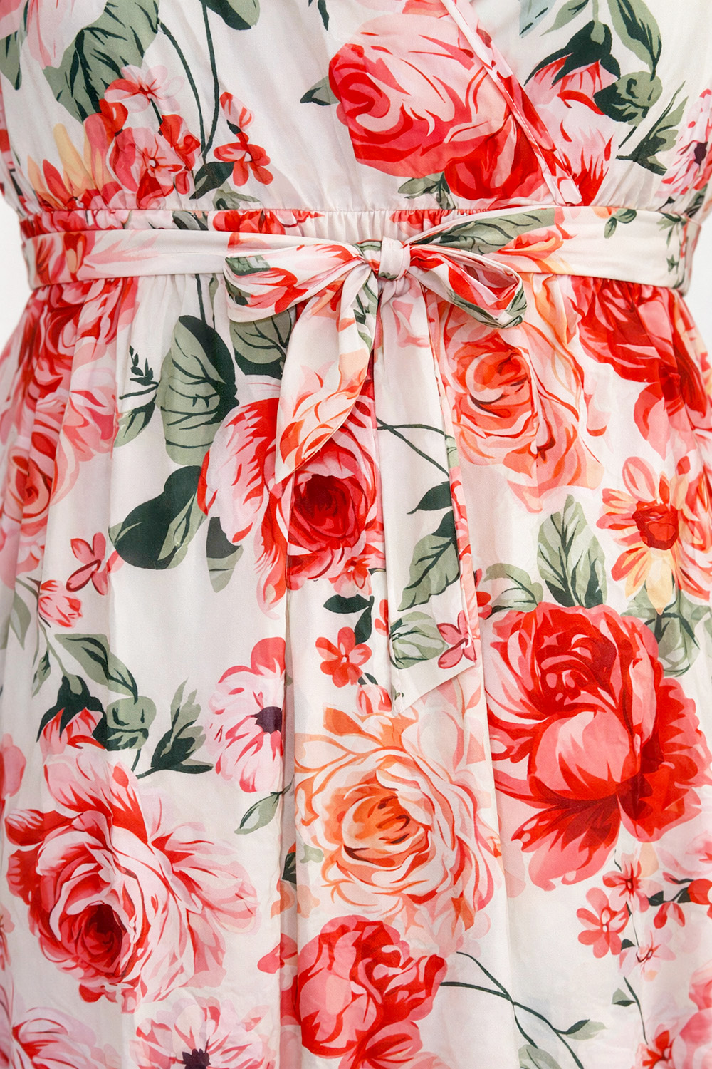Bloom Maxikleid mit V-Ausschnitt -Rot mit floral details