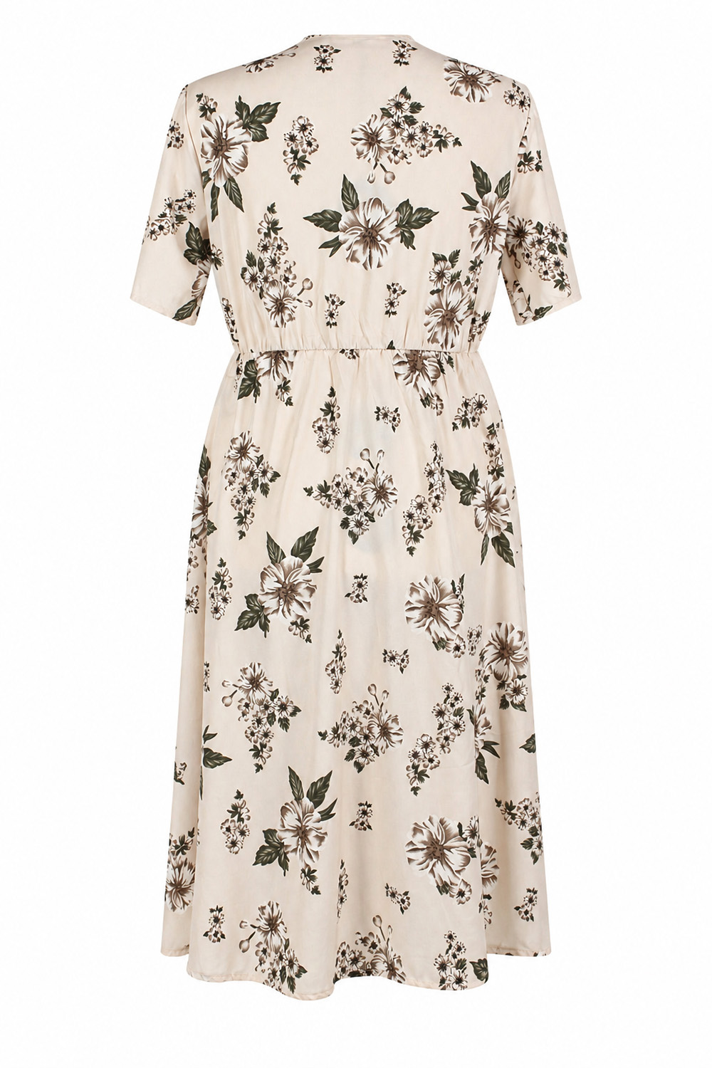 Bloom Midikleid Kirschblütenmuster Beige Rückseite