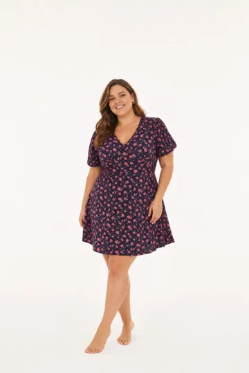 Bloom Petite Fleur Kleid rot schwarz