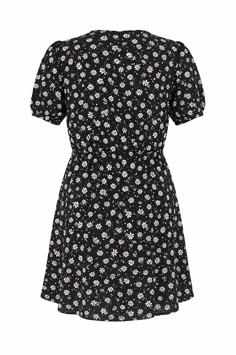 Bloom Petite Fleur Kleid weiß schwarz rückseite