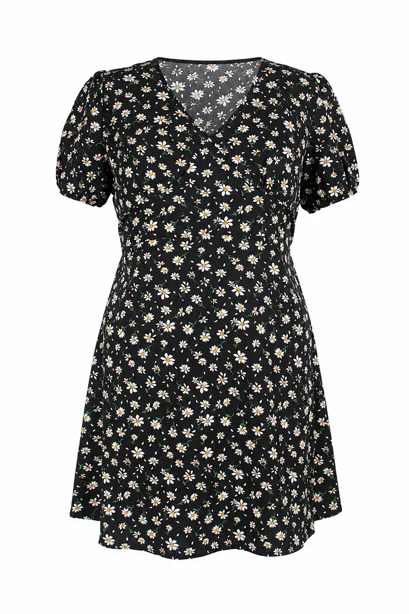Bloom Petite Fleur Kleid weiß schwarz vorserseite
