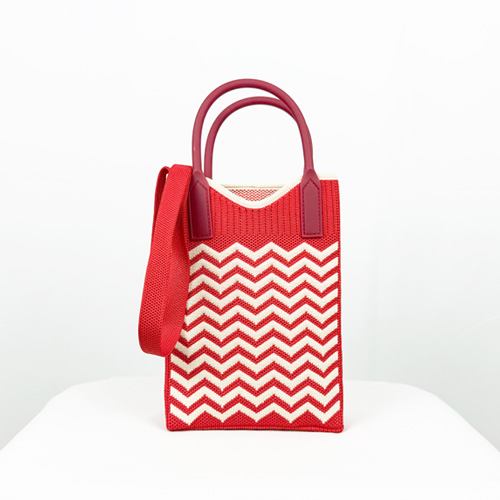WAVE Mini-Stricktasche mit Wellenmuster-Rot