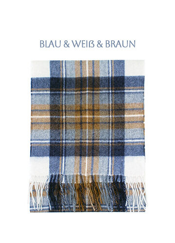 WEIJIA® Kaschmirschal – Blau Weiß braun